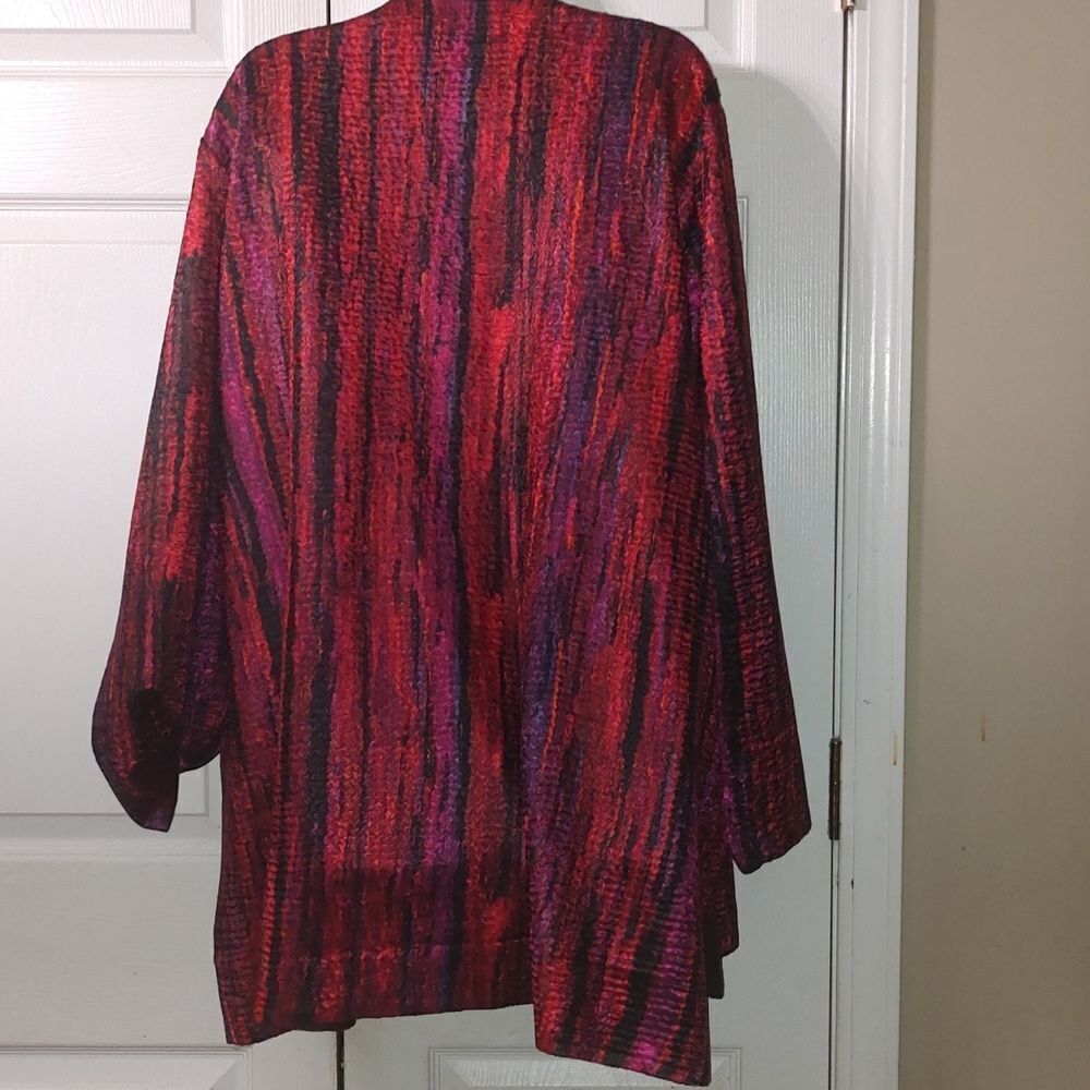 Catherines Open Front lightweight jacket red black deep purple Sz 1X - Picture 4 of 4